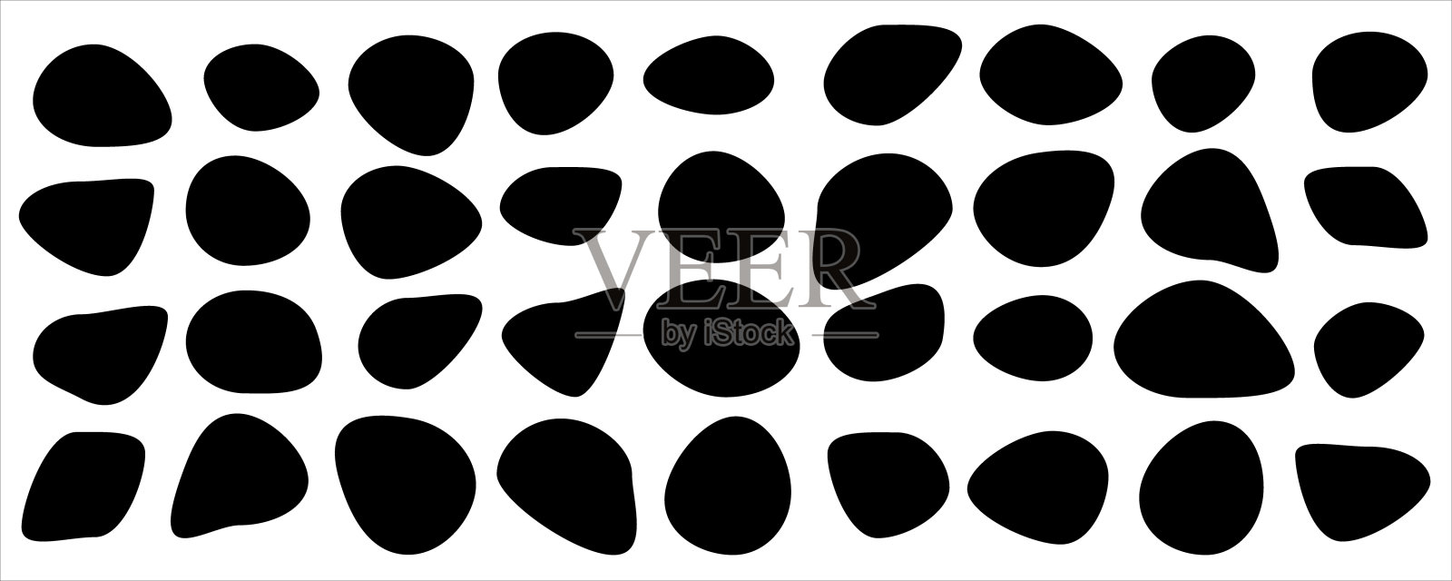 设置不同的斑点形状。随机抽象液体形状，圆形抽象有机元素。鹅卵石，水滴和斑点的轮廓。简单的圆形形状。矢量图插画图片素材