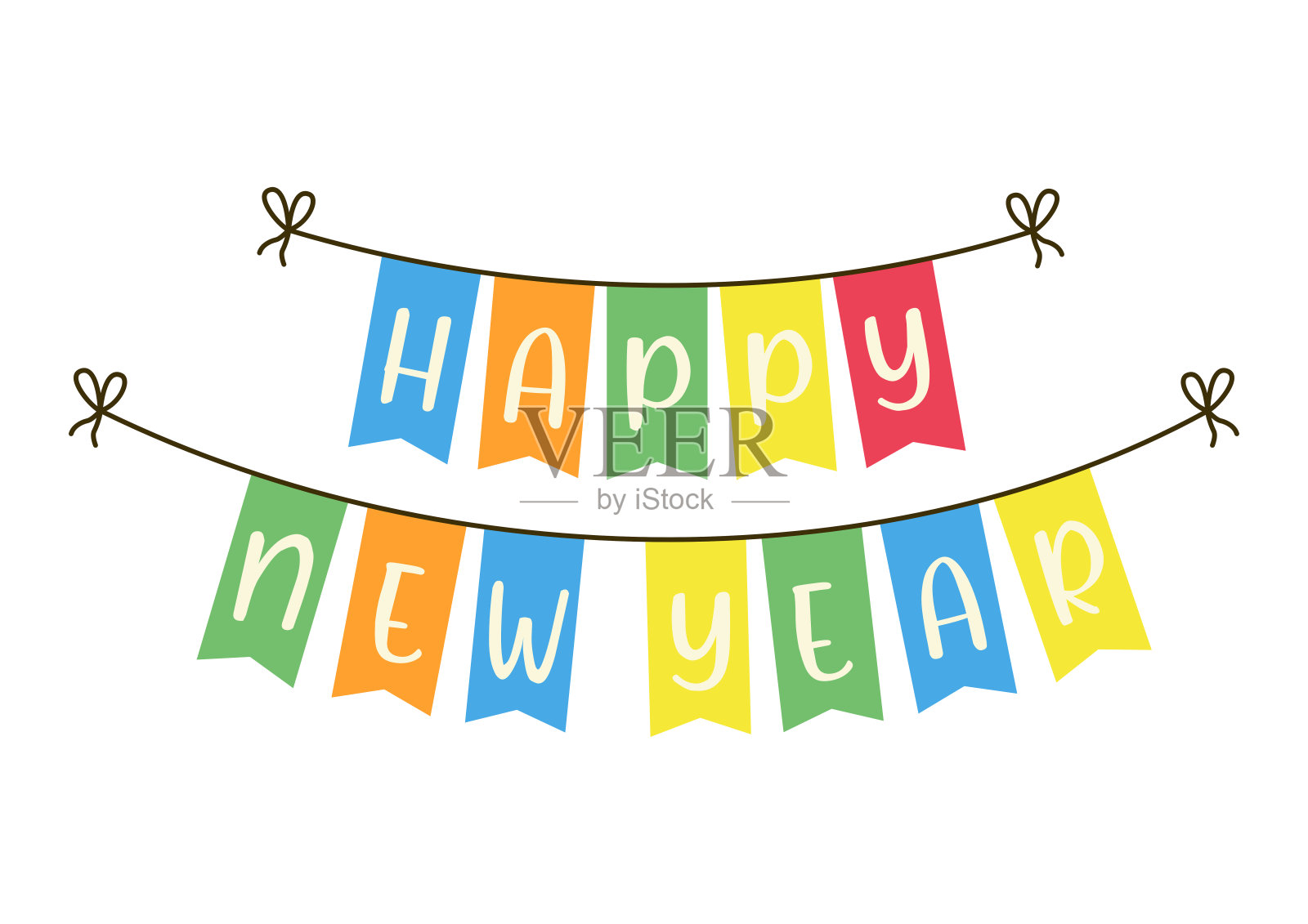 新年快乐。旗帜旗帜。矢量图插画图片素材