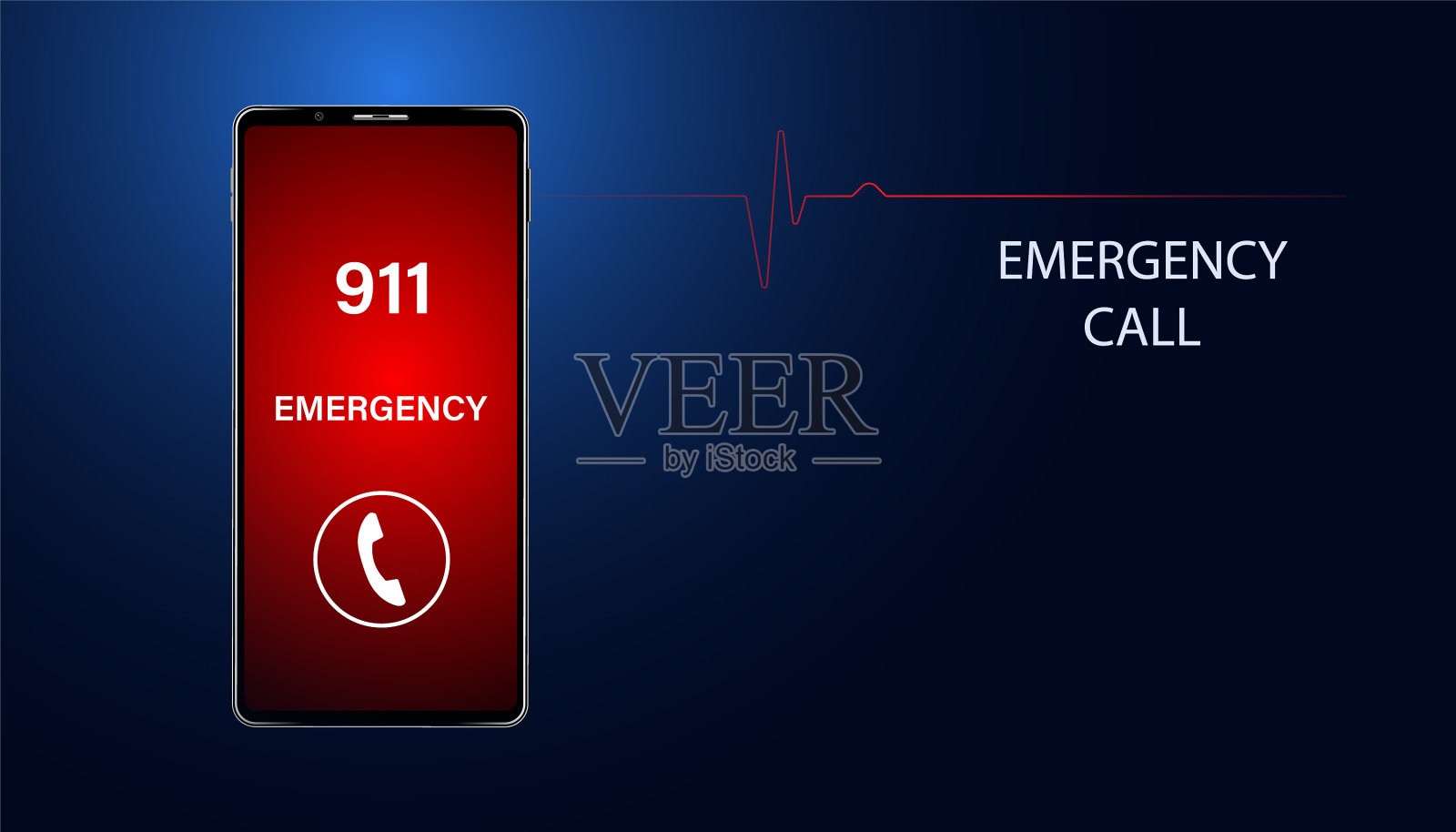 抽象电话概念紧急联系911插画图片素材