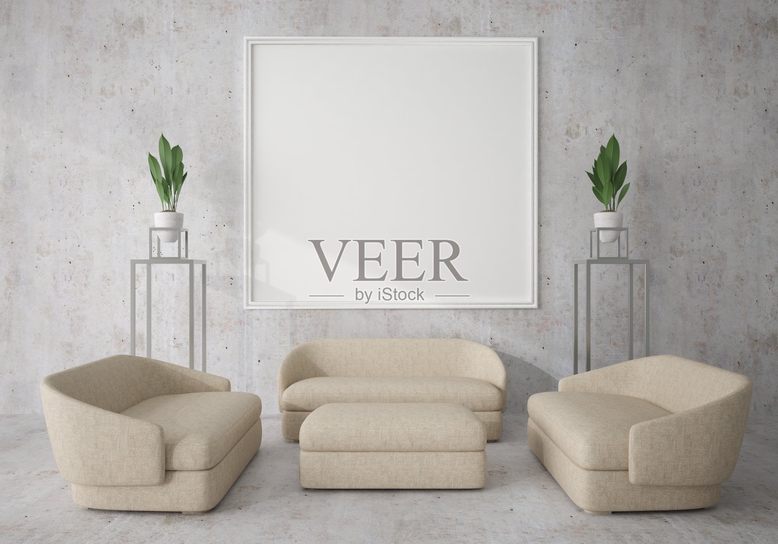 3D模型海报在现代室内设计的极简风格照片摄影图片