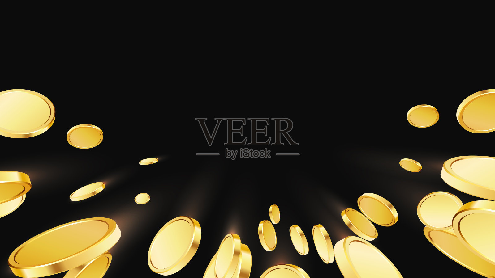 金币爆炸。赌场头奖或赢的概念。插画图片素材