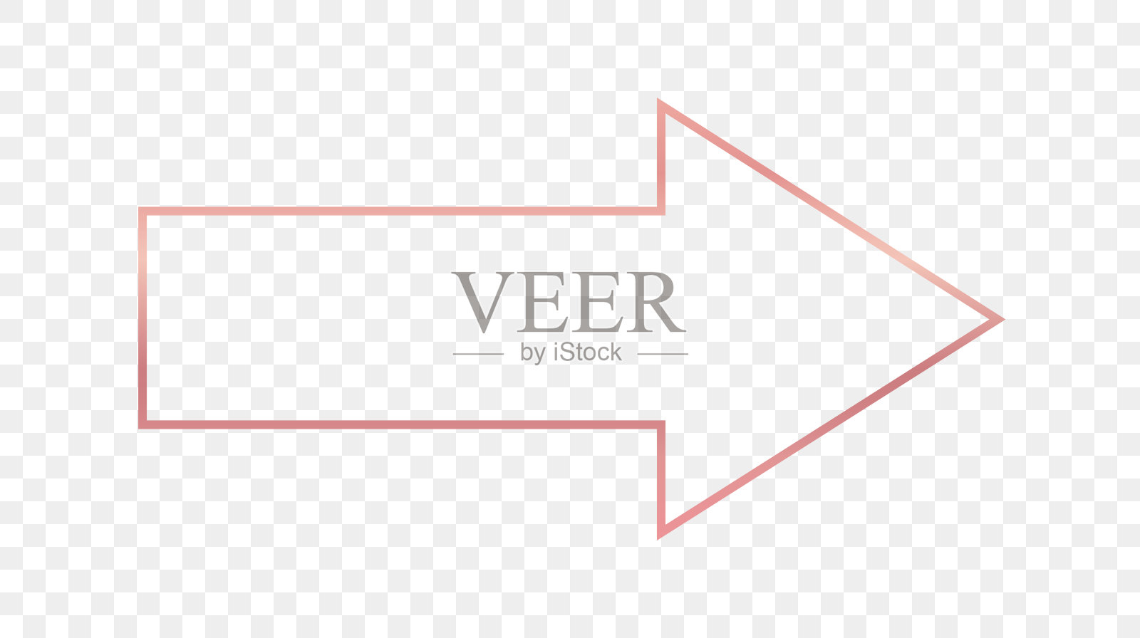 玫瑰金发光箭头形状的框架设计元素图片