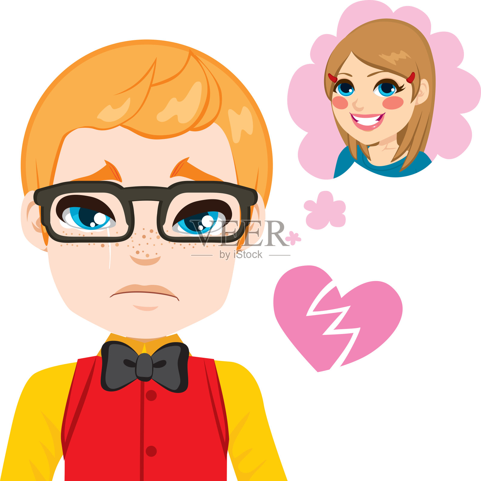 心碎的男孩插画图片素材