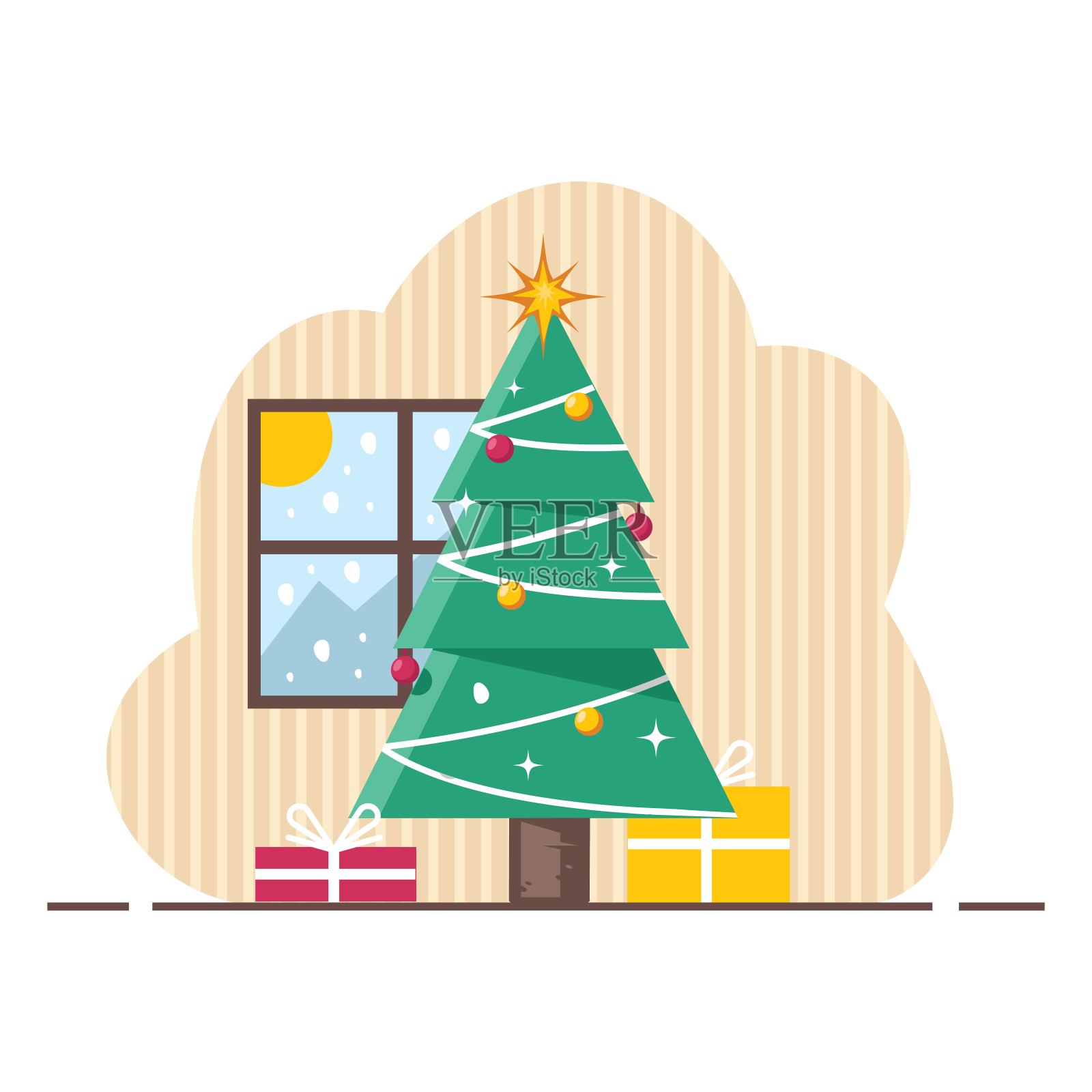 圣诞矢量艺术插图。节日精神数字艺术品。卡通画图快乐插画图片素材