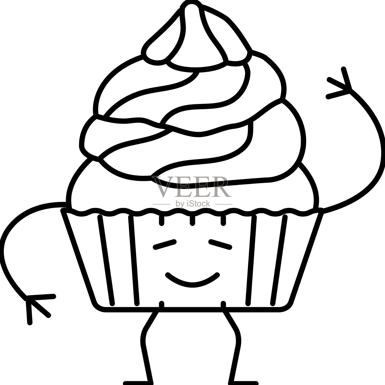 小蛋糕甜点人物线图标设计元素图片