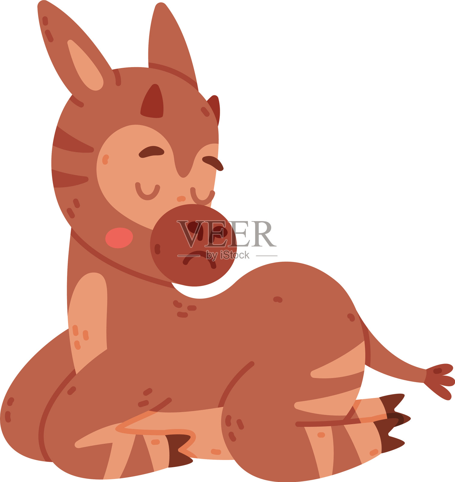 可爱的昏昏欲睡的婴儿霍加狓有趣的野生非洲动物设计元素图片