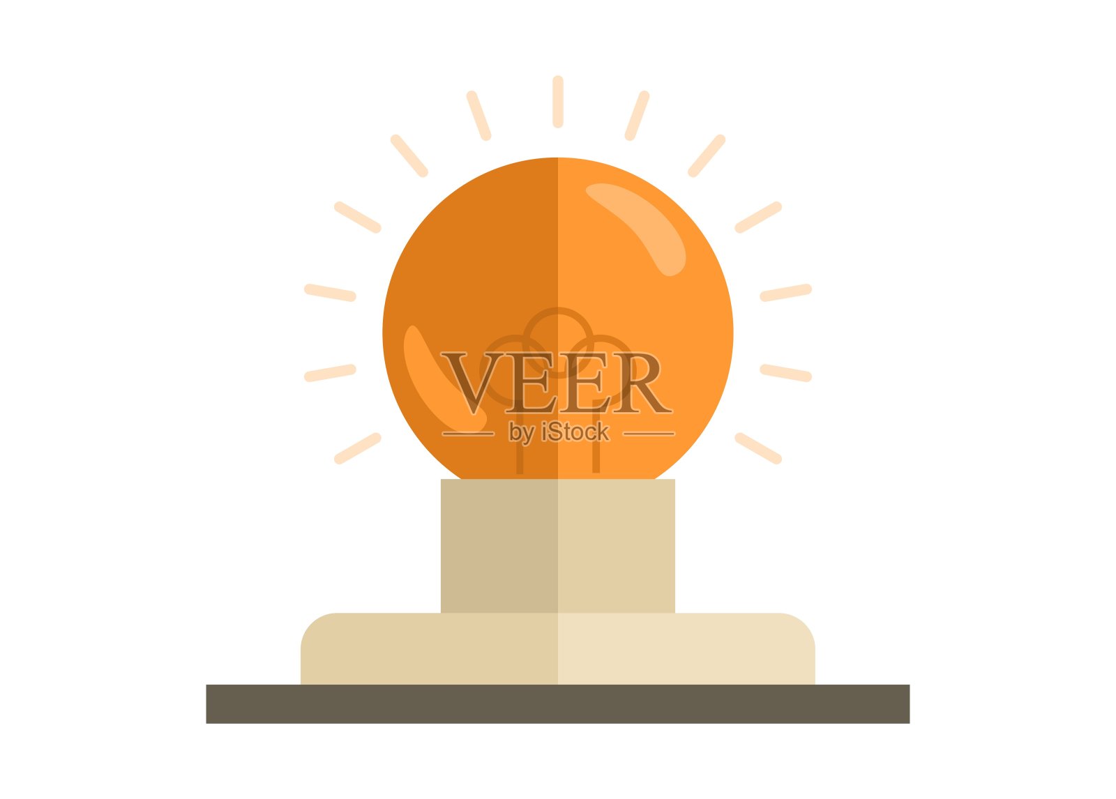 灯泡与座。简单的平面插图。插画图片素材