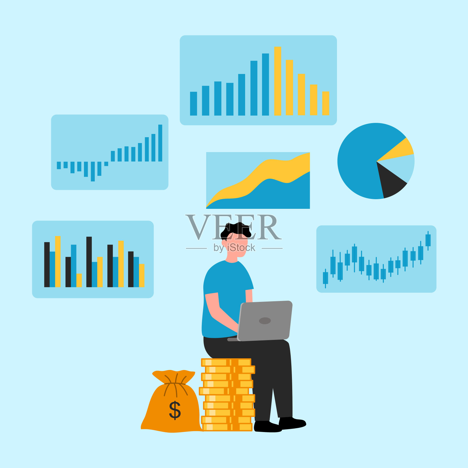 商业投资概念矢量插图。财务报告。投资回报。插画图片素材