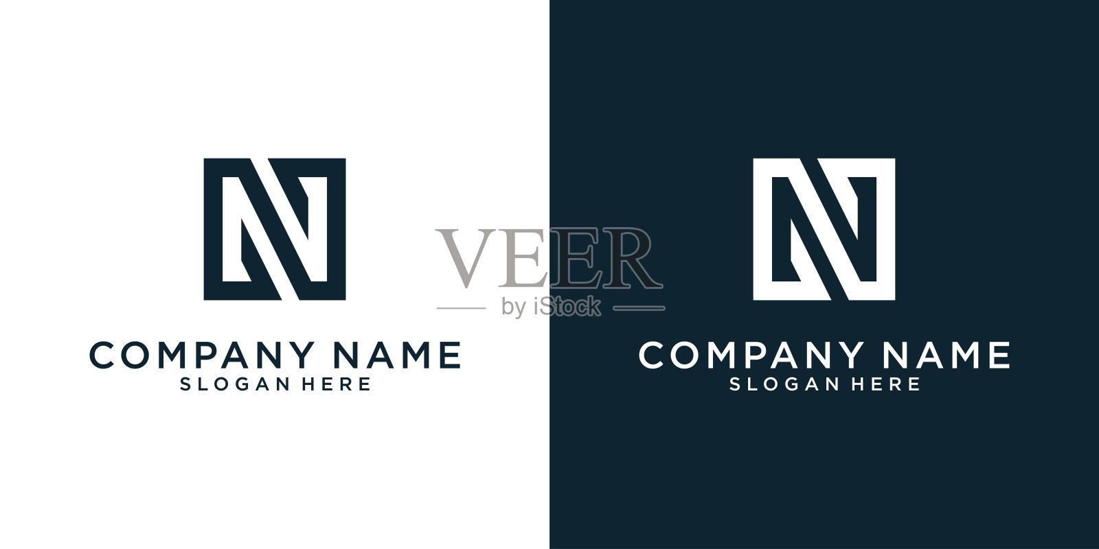 字母N或NN字母组合标志设计矢量。插画图片素材