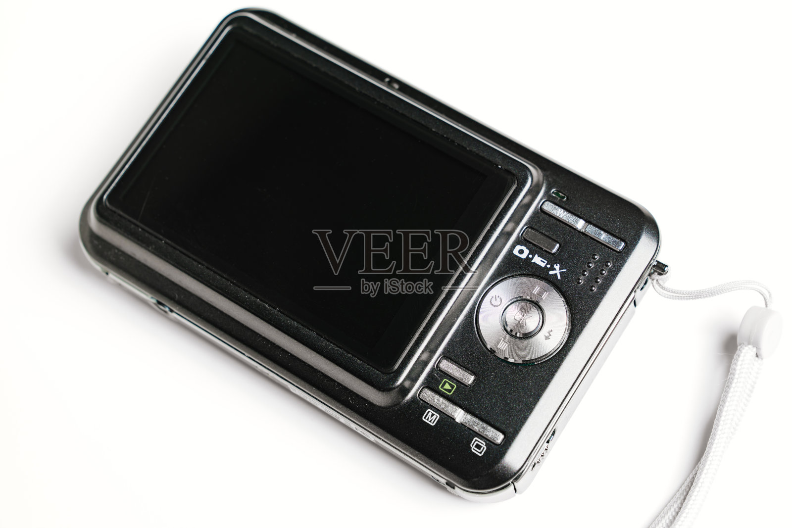 白色背景上的黑色立体相机。有两个镜头的照相机。照片摄影图片