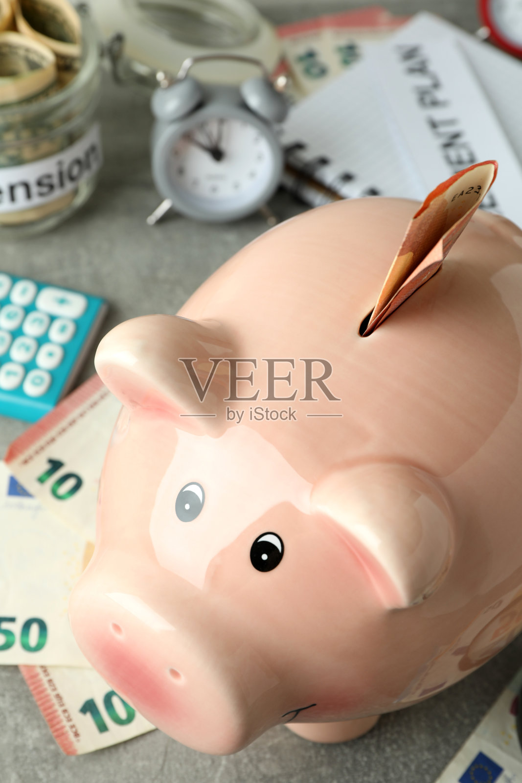 养老金或退休计划的概念，接近照片摄影图片