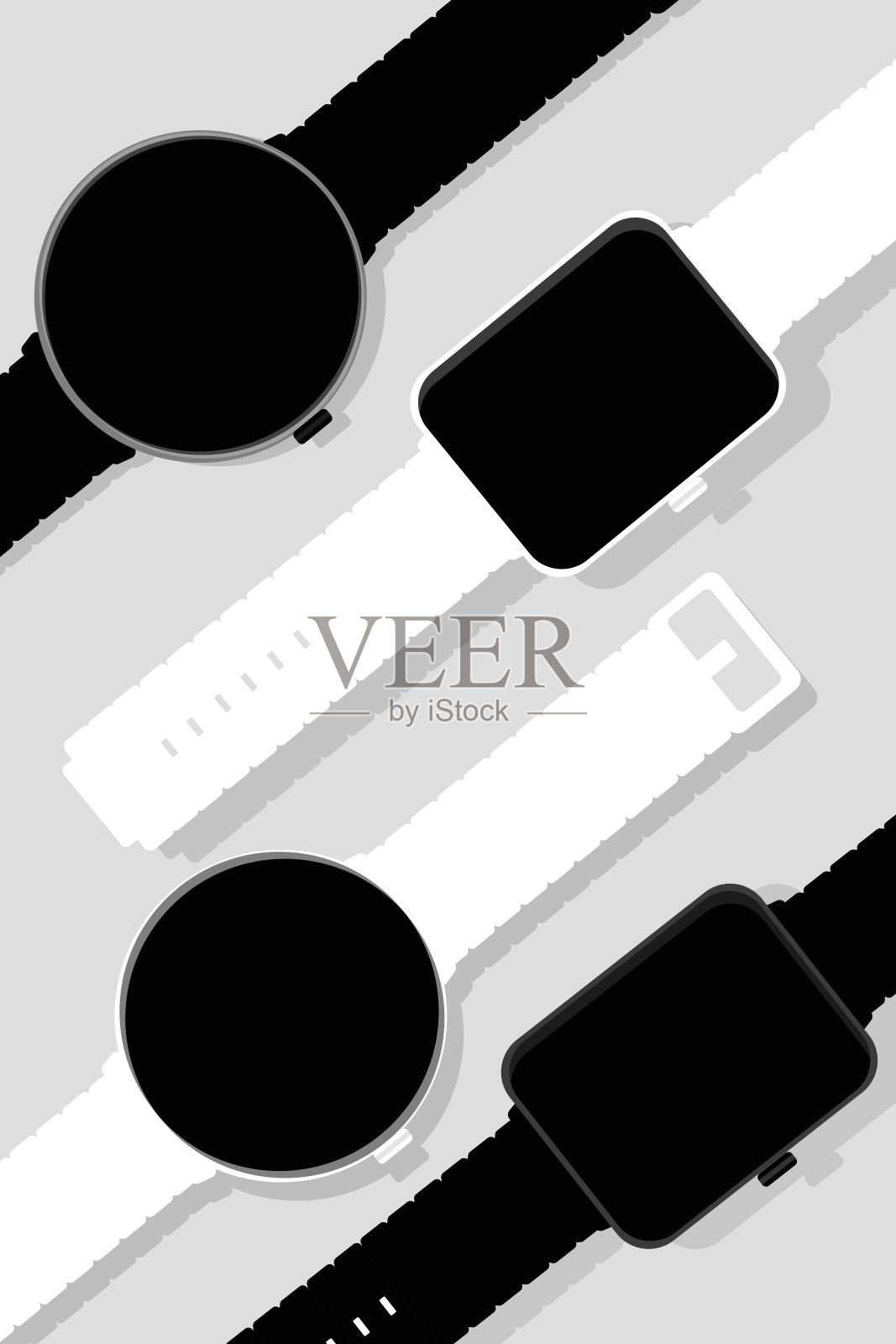 白色智能手表上的白色背景健身追踪器插画图片素材