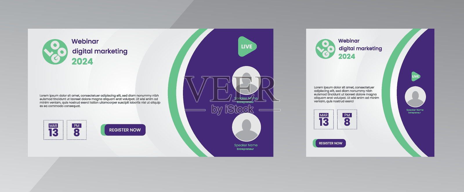 商务会议直播网络研讨会横幅邀请和社交媒体帖子模板插画图片素材