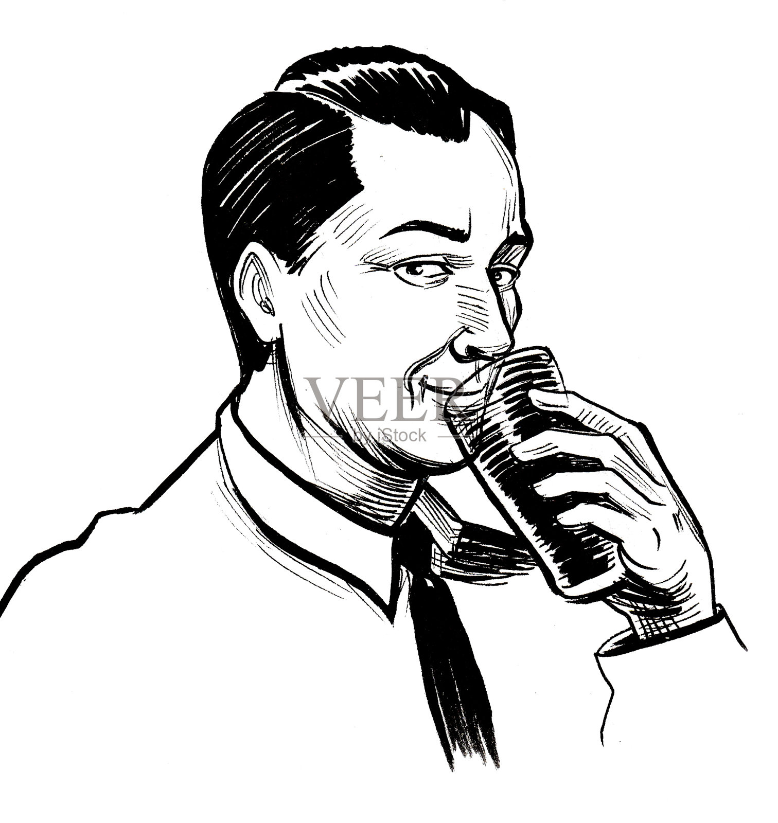 喝啤酒的男人插画图片素材