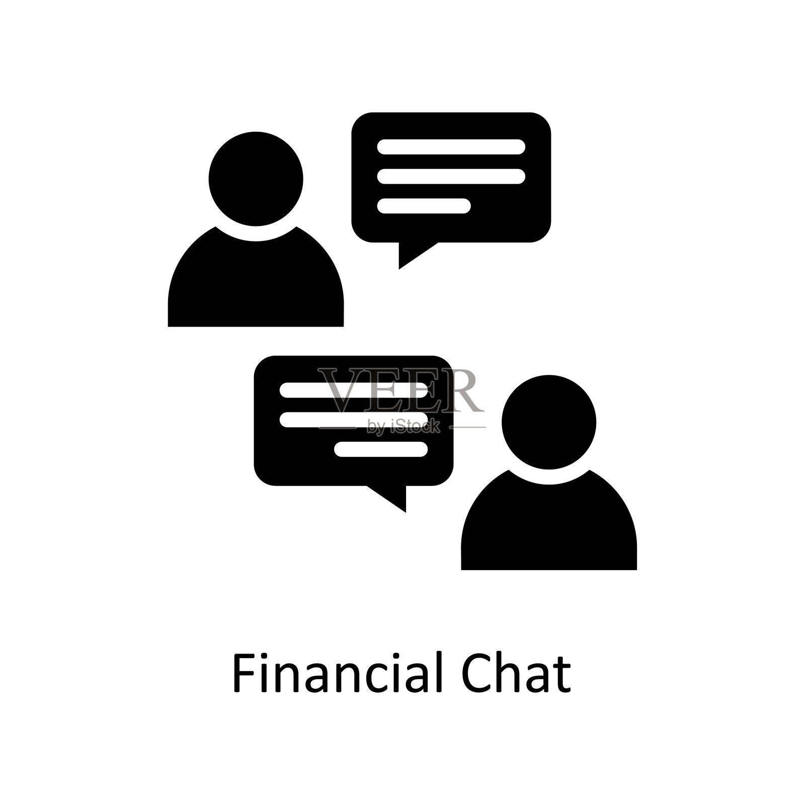 金融聊天矢量固体图标设计插图。商业和金融符号在白色背景EPS 10文件插画图片素材