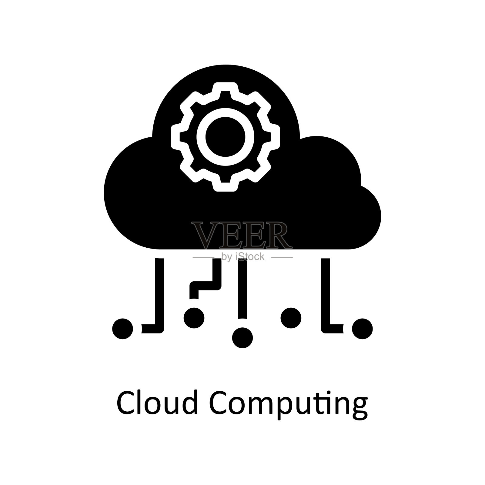 云计算矢量固体图标设计说明。商业和金融符号在白色背景EPS 10文件插画图片素材