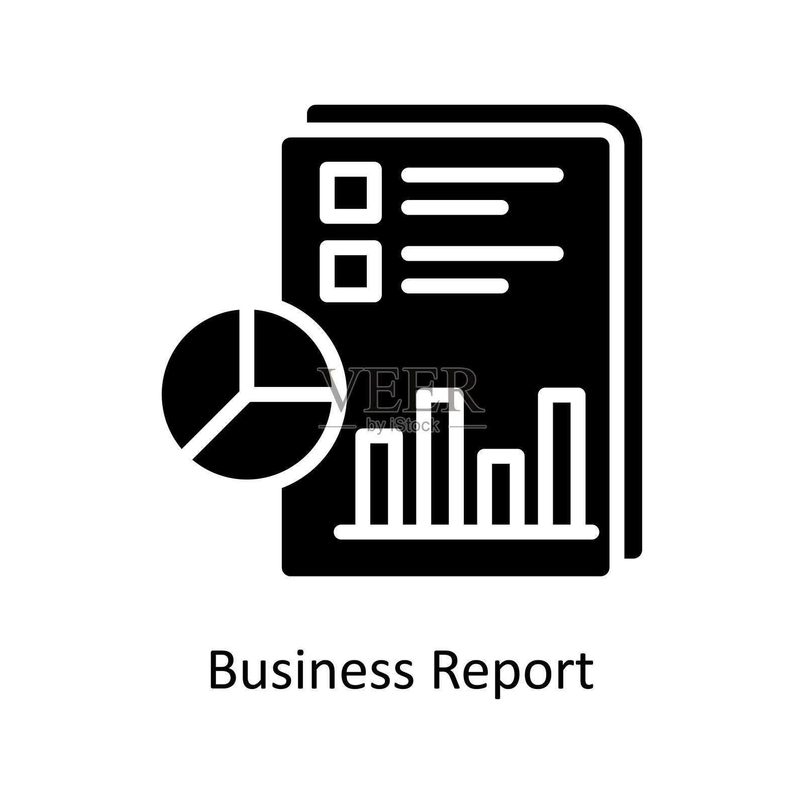 业务报告矢量固体图标设计说明。商业和金融符号在白色背景EPS 10文件插画图片素材