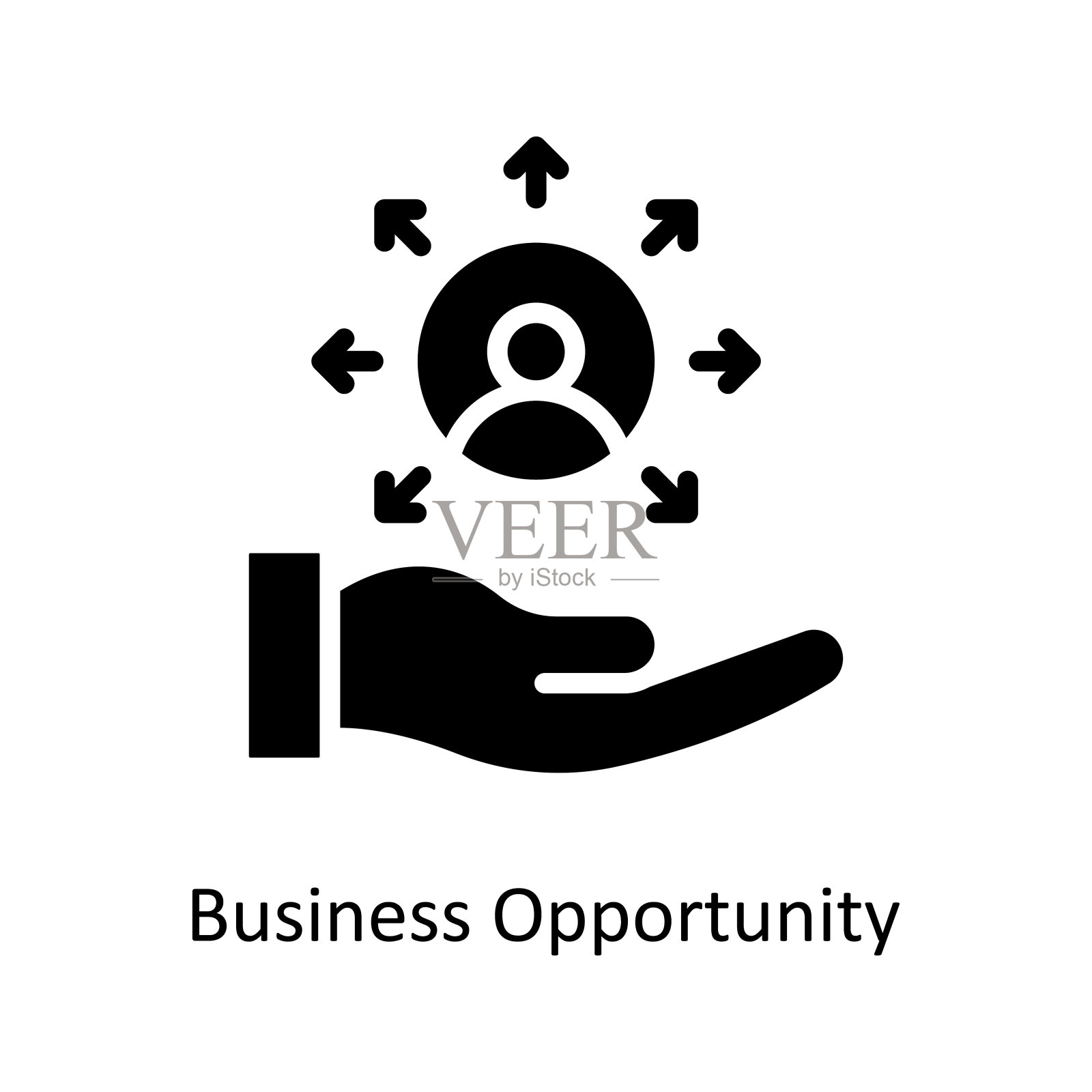 商业机会矢量固体图标设计插图。商业和金融符号在白色背景EPS 10文件插画图片素材