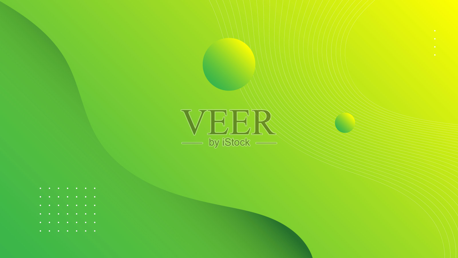 现代抽象背景波线流体液体运动和绿色黄色梯度颜色插画图片素材