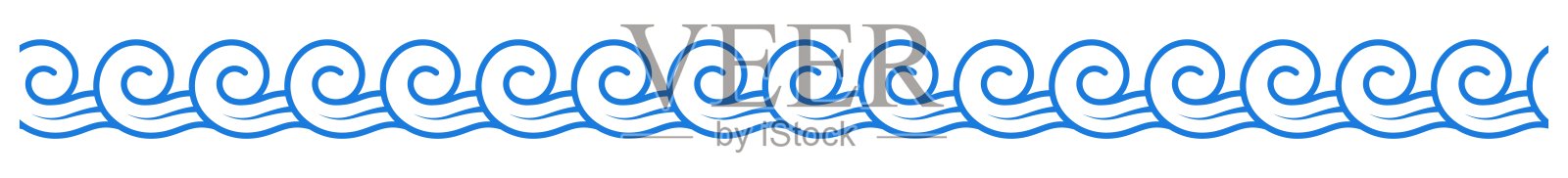 整齐的波浪装饰分割线。蓝线图案插画图片素材