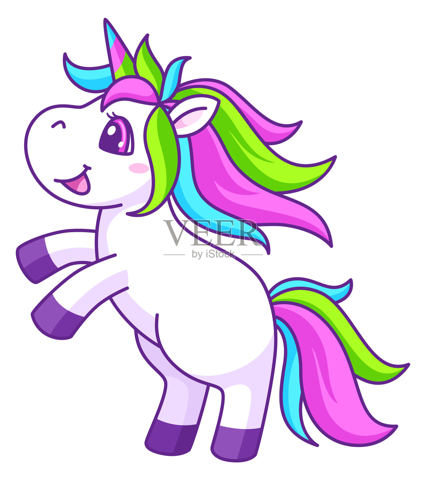 小独角兽。有趣的魔法马。可爱的小角色设计元素图片