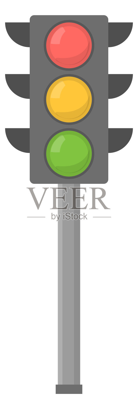 交通灯图标。卡通城市道路信号孤立的白色插画图片素材