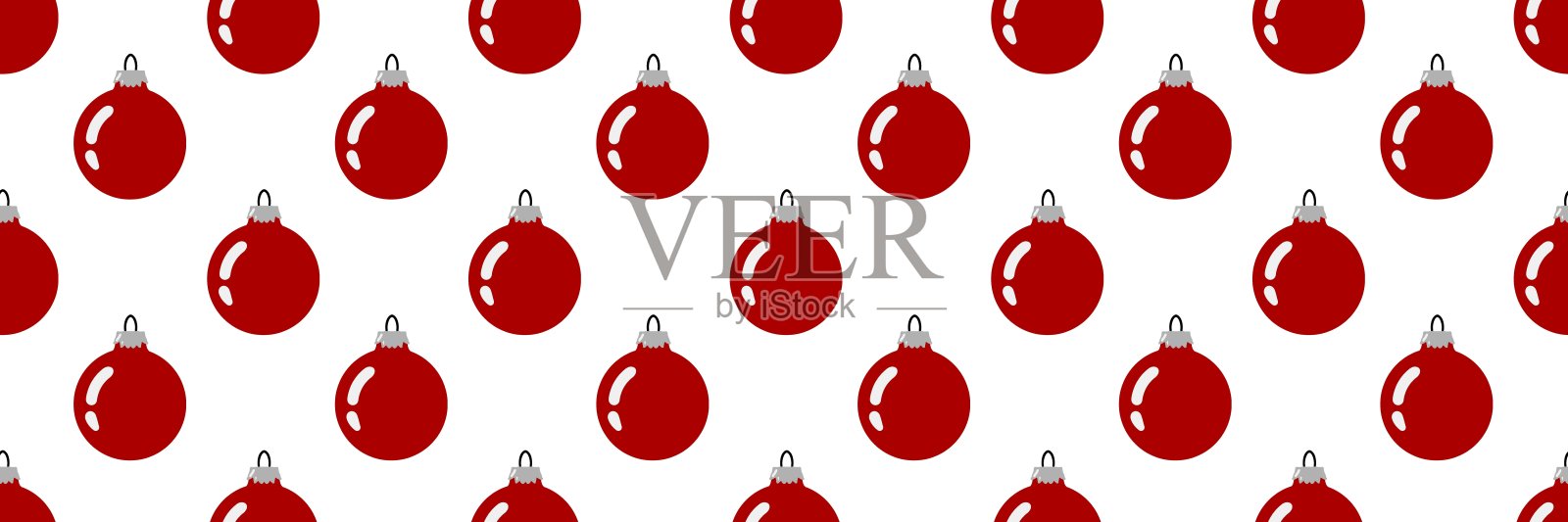 无缝模式的红色圣诞球孤立在白色，简单的数字插图插画图片素材
