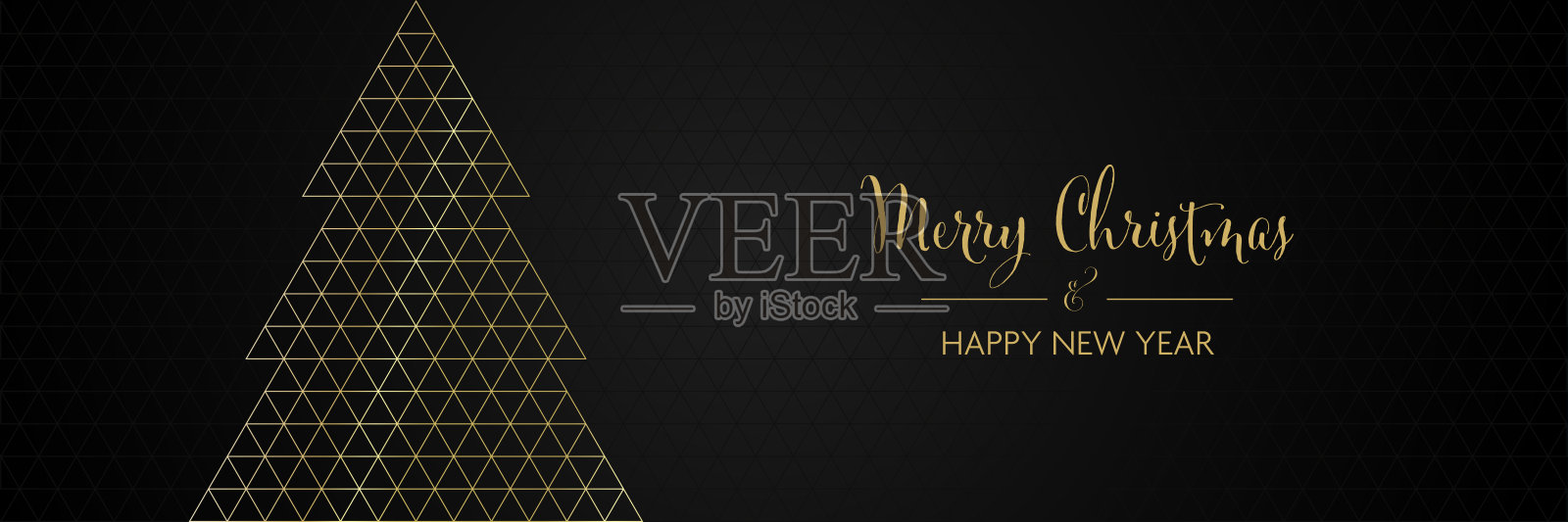 圣诞快乐，新年快乐——几何冷杉树设计设计模板素材