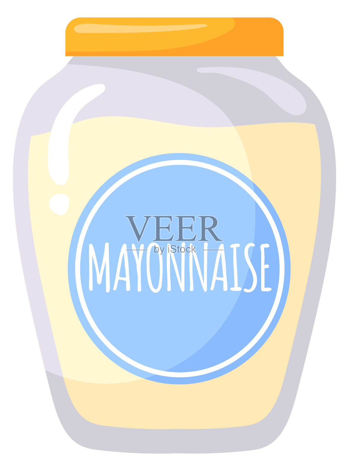 蛋黄酱玻璃罐卡通图标。食品酱插画图片素材