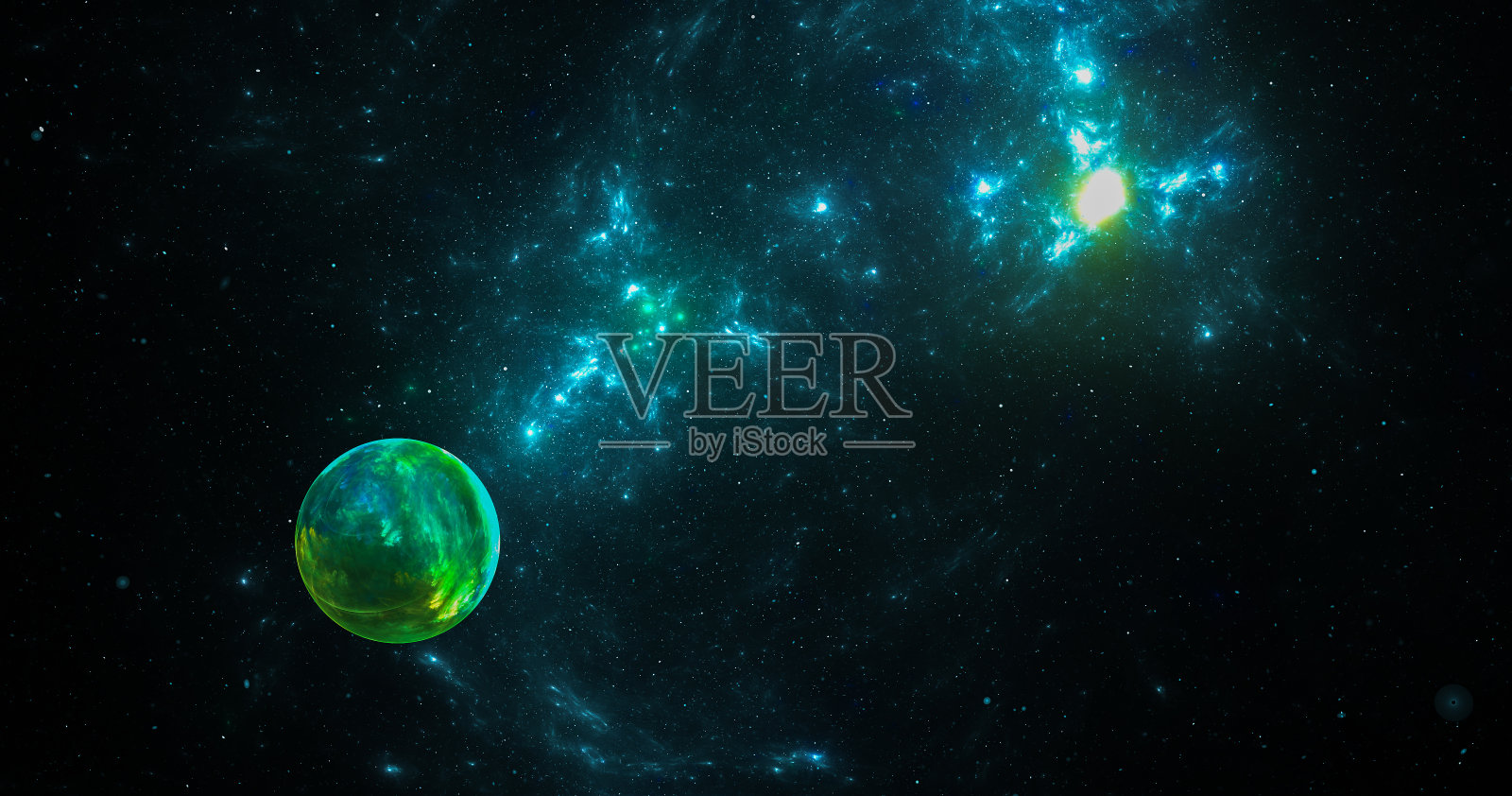 来自太空中的恒星和银河的梦幻抽象背景。分形螺旋。照片摄影图片