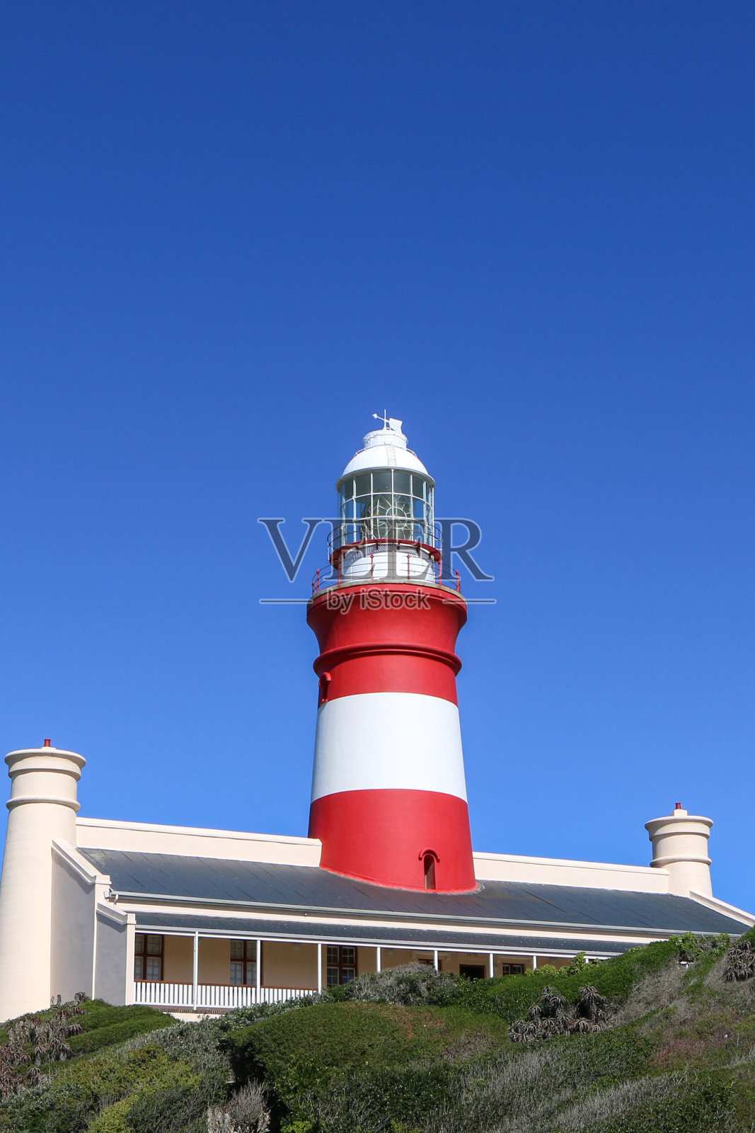 南非拉加勒斯灯塔街的阿加勒斯角灯塔的垂直拍摄照片摄影图片