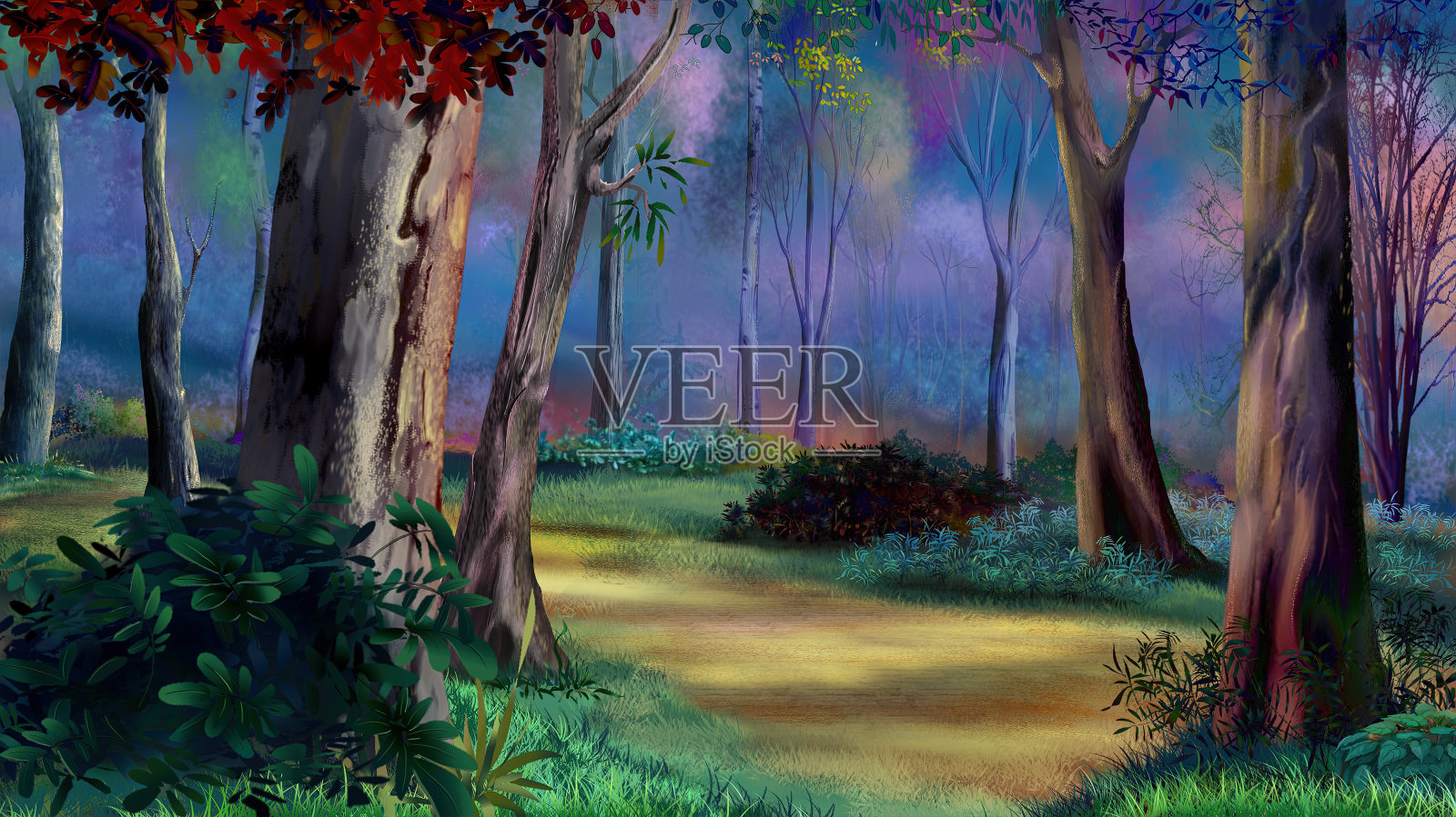 秋季落叶林插图插画图片素材