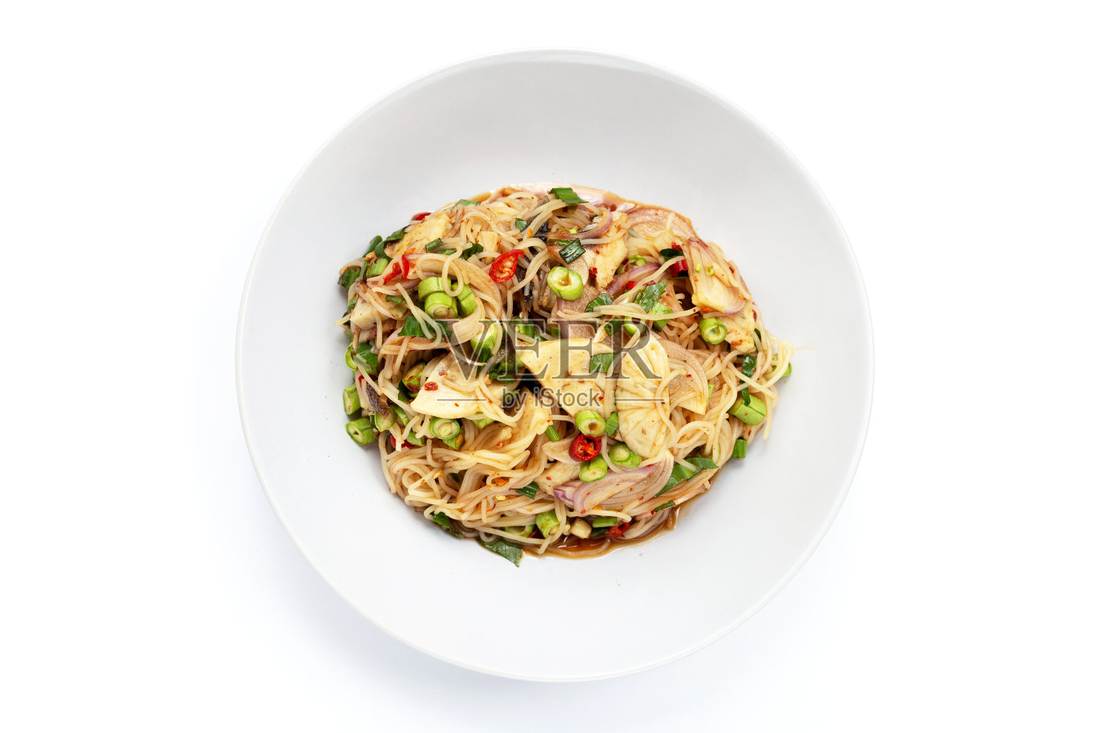 米粉面条，辣味沙拉照片摄影图片