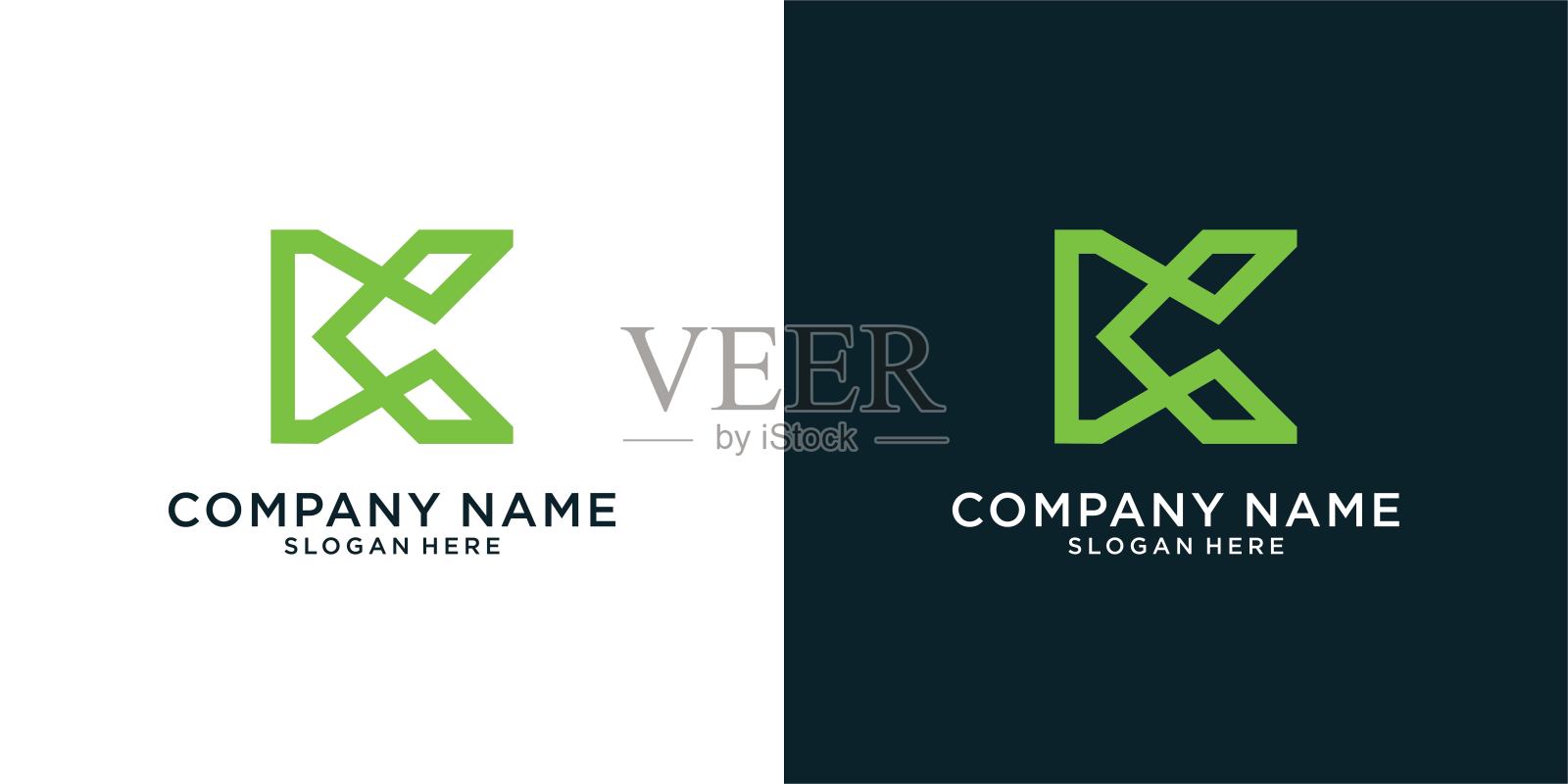 首字母K矢量标志设计概念。设计元素图片