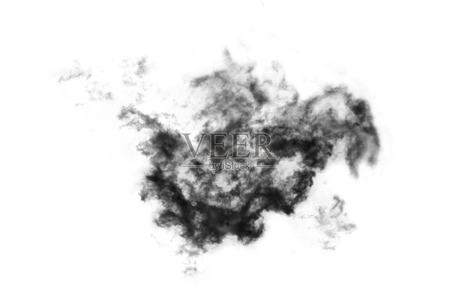 纹理烟，抽象的黑色，孤立的白色背景照片摄影图片