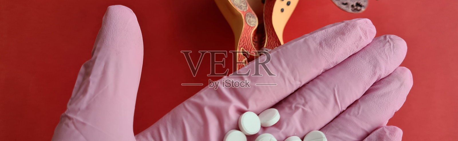 女性生殖系统健康观念与药物药丸照片摄影图片