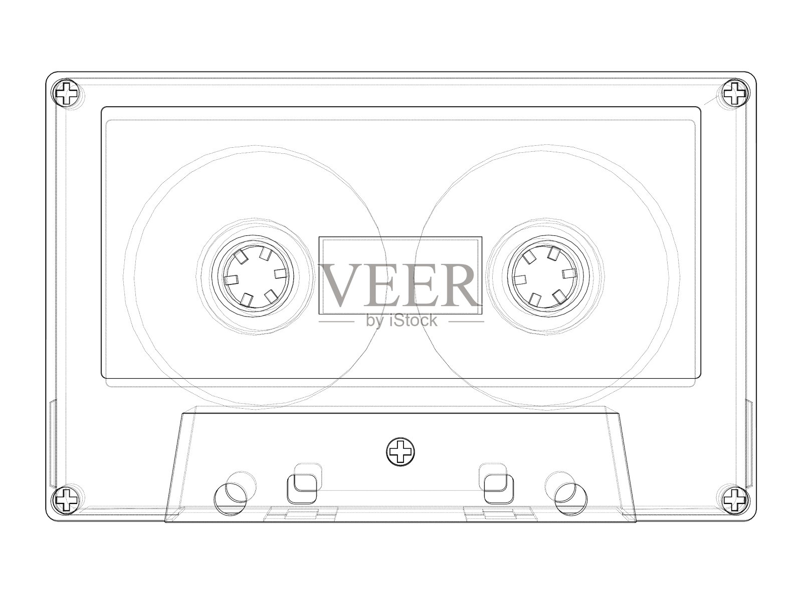 盒式磁带。三维矢量渲染插画图片素材
