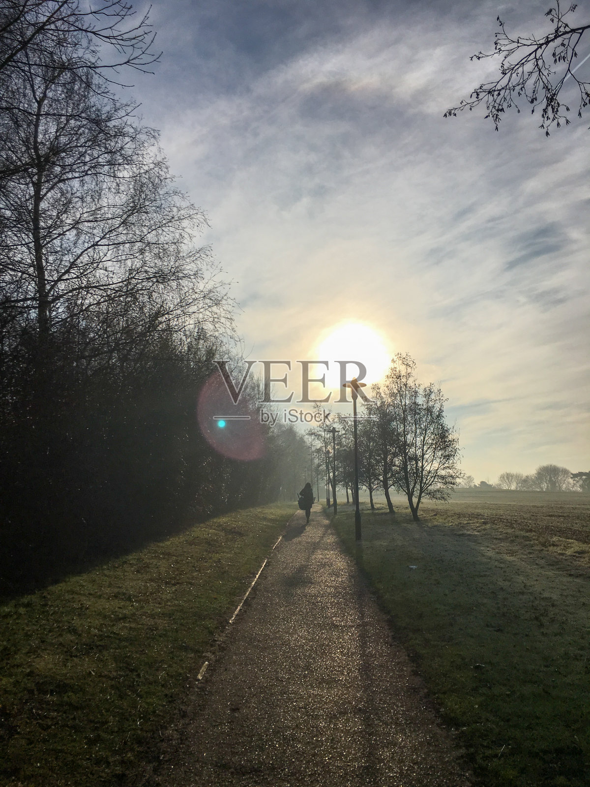 人们在清晨散步照片摄影图片