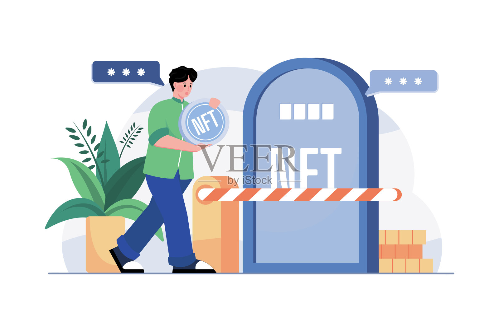 白色背景上的密码令牌说明概念插画图片素材