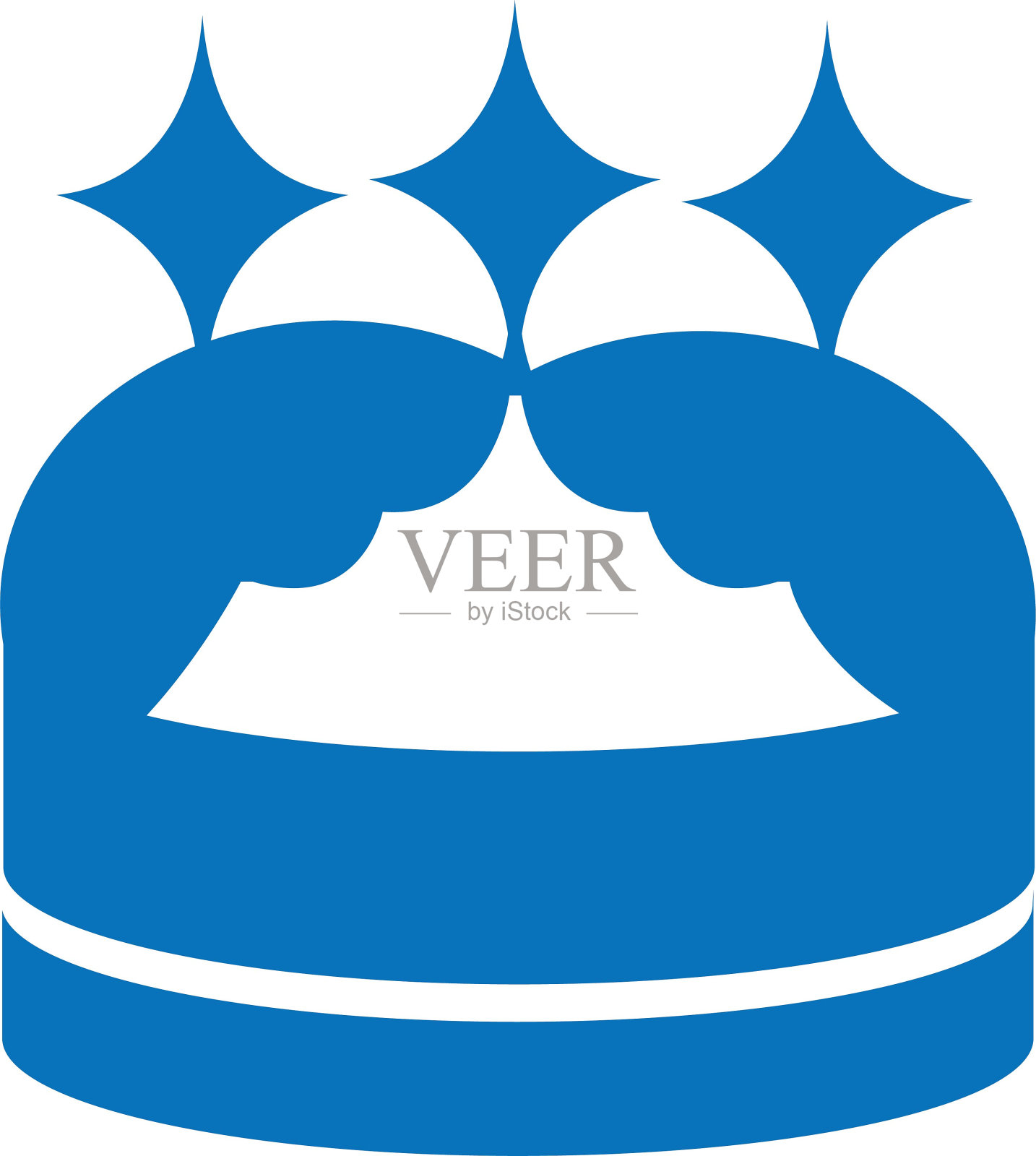 皇冠图标，简单的设计国王皇冠图标，蓝色矢量插画图片素材