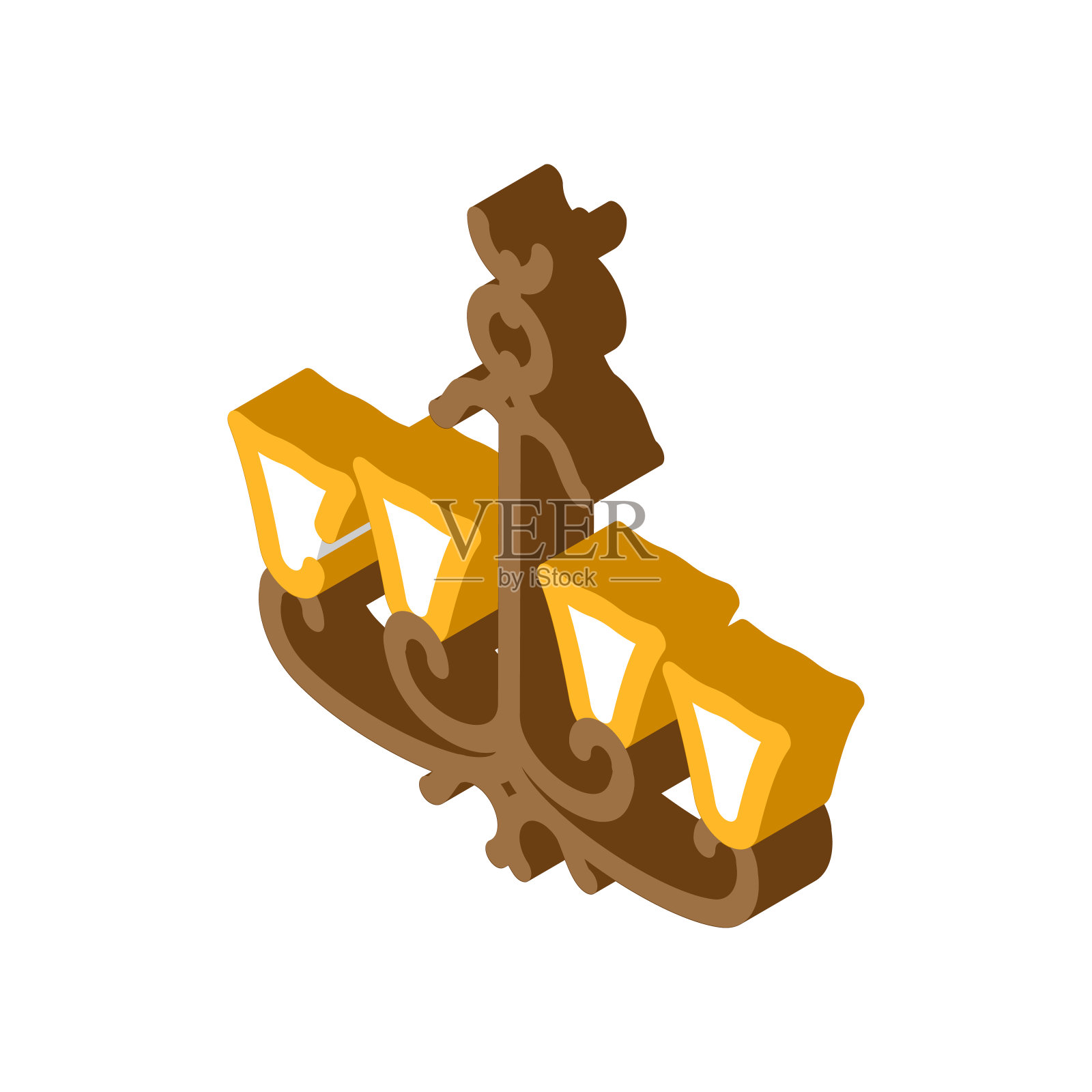 吊灯灯天花板等距图标矢量插图插画图片素材