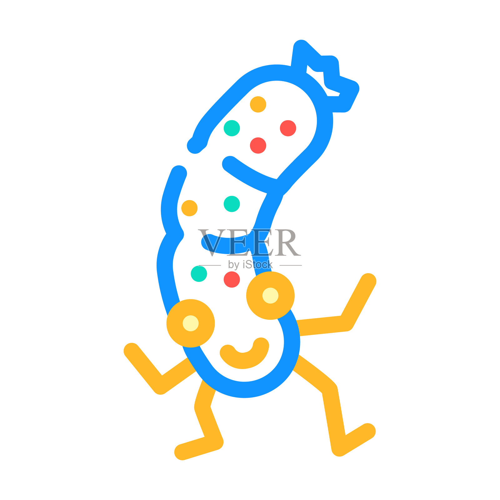 香肠肉字符颜色图标矢量插图插画图片素材