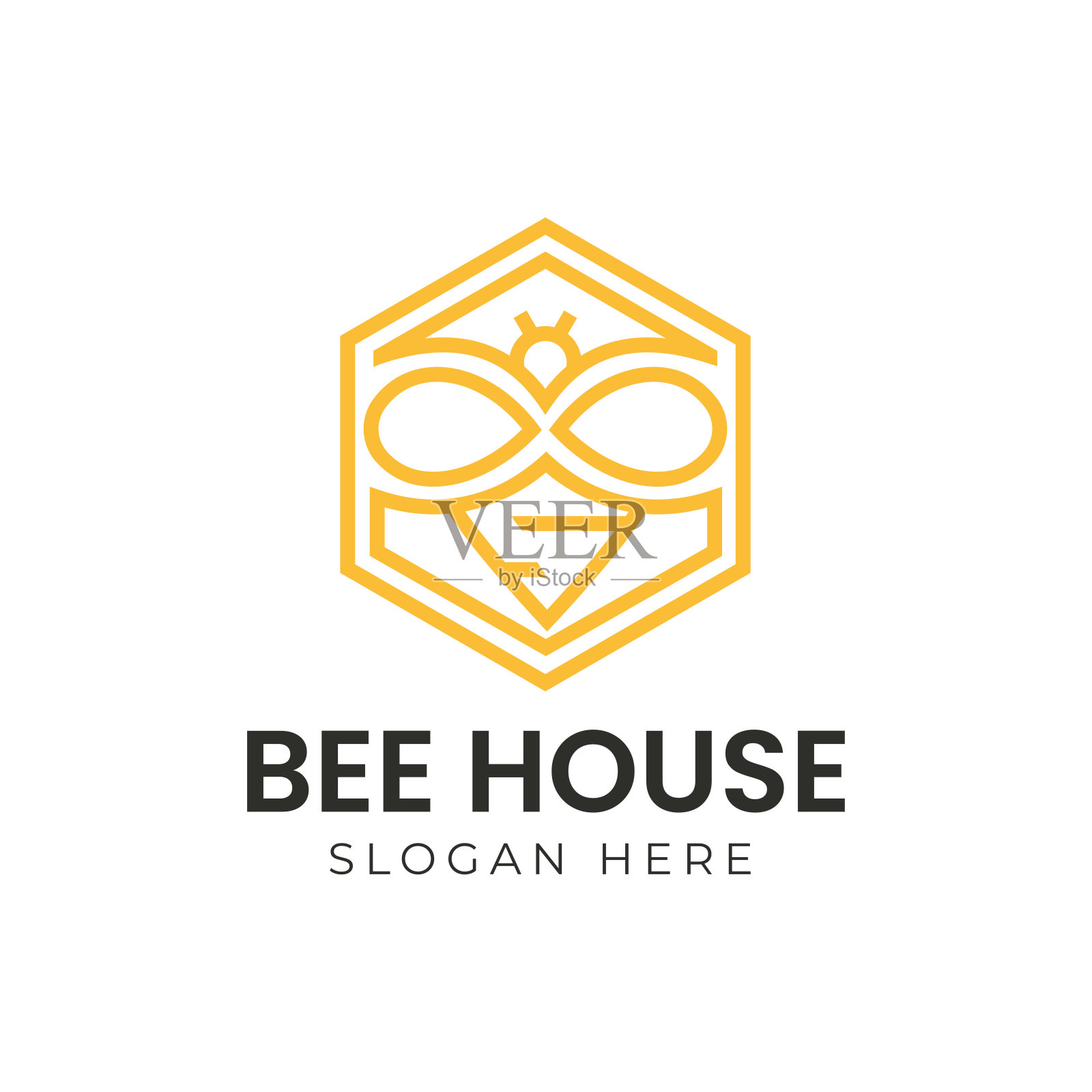 现代设计，矢量，符号，新鲜蜂蜜图标，平面标志。矢量图插画图片素材