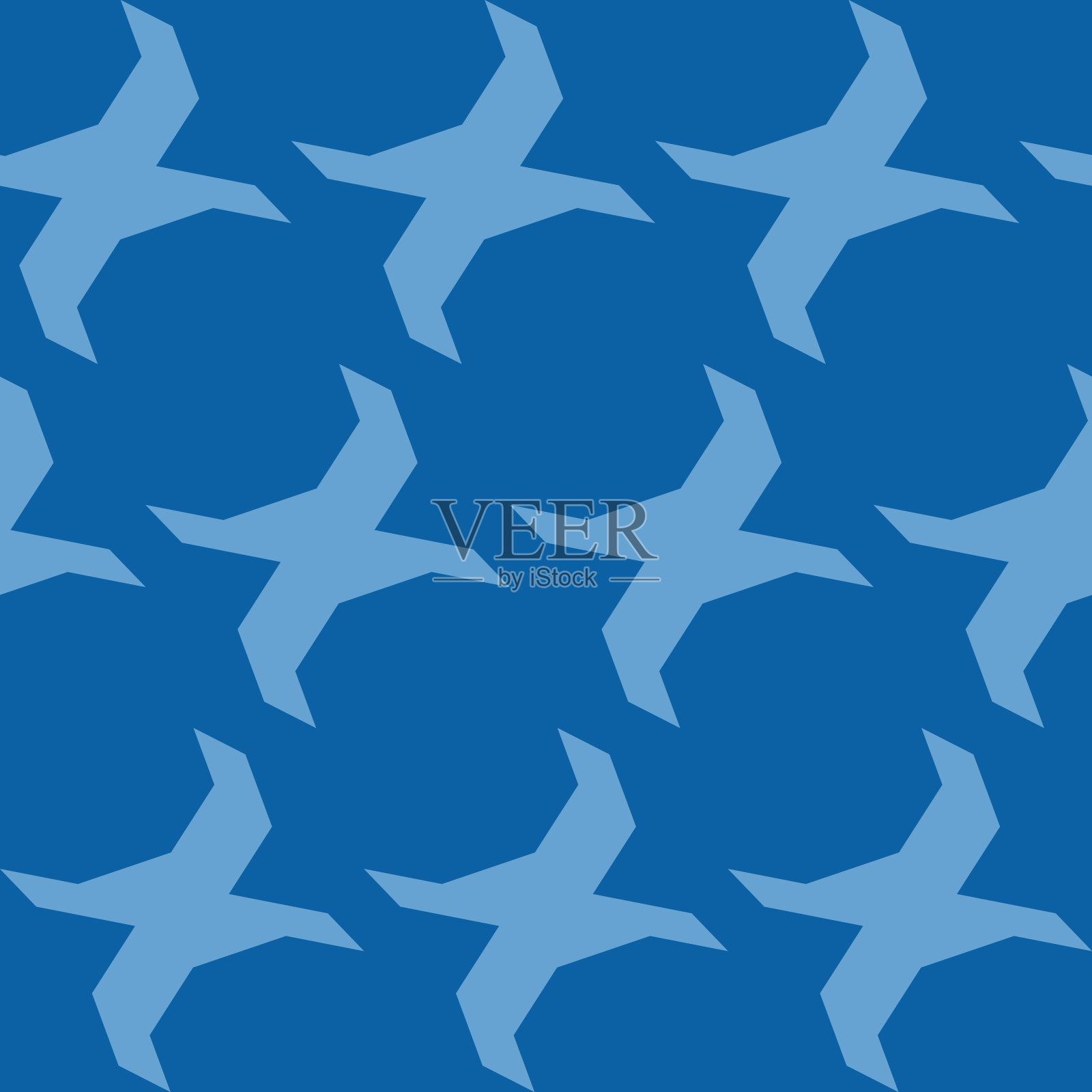 一个简单的抽象无缝模式在蓝色调，印刷装饰任何表面和东西。带有抽象几何平面的图案插画图片素材