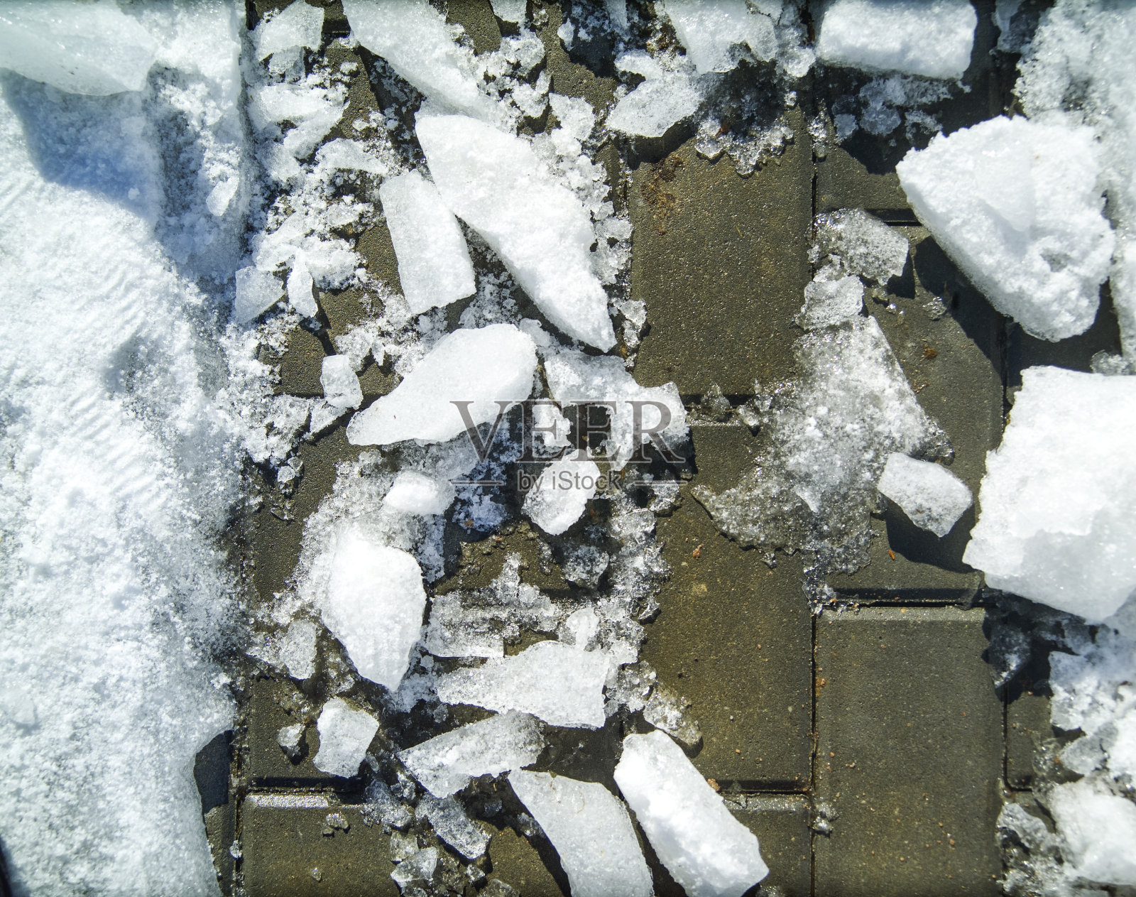 小路上的积雪正在融化照片摄影图片