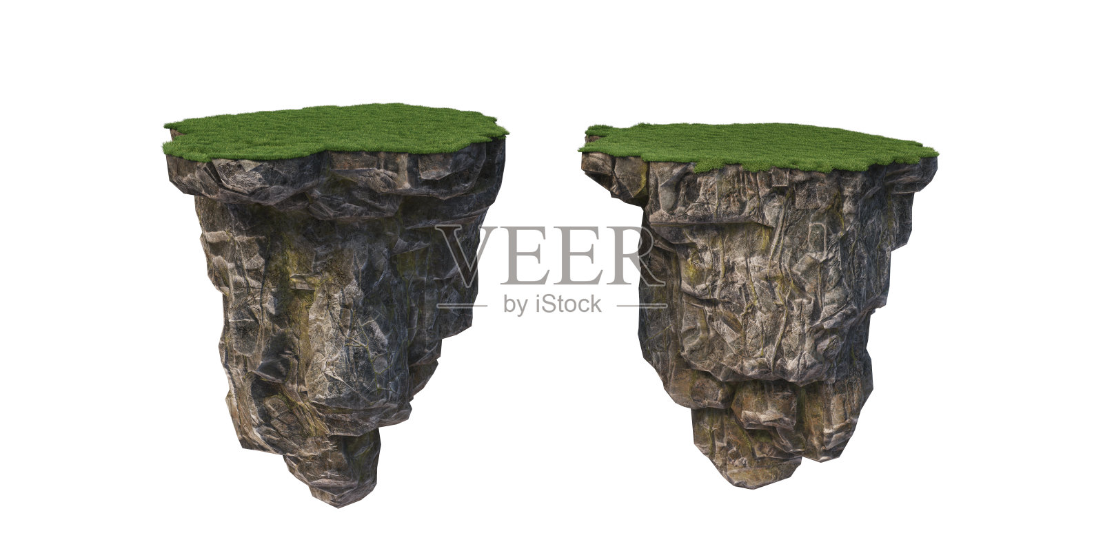 三维渲染岛屿在白色背景上照片摄影图片