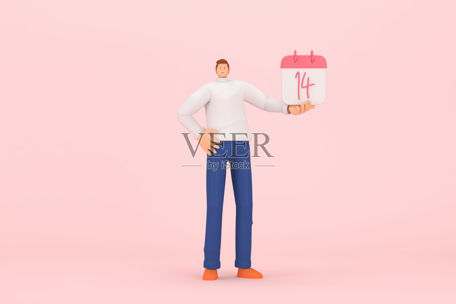 三维人物在情人节的节日。三维渲染图形资源。照片摄影图片