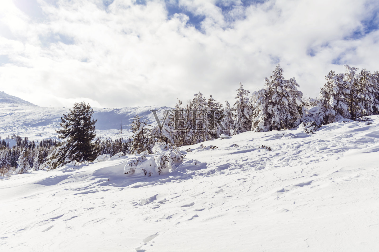 保加利亚维托沙山美丽的冬季山景照片摄影图片