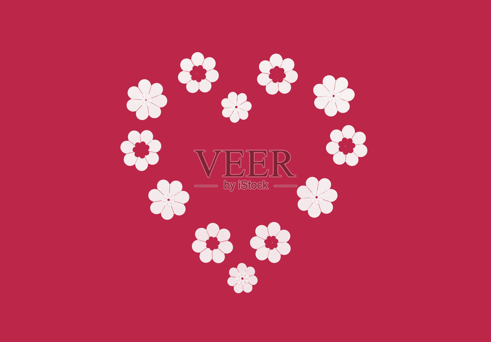 红底白色纸花心形情人节卡片。爱，假日概念。平面布局风格与复制空间照片摄影图片