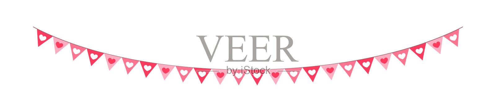 情人节红心旗帜矢量插图剪贴画插画图片素材